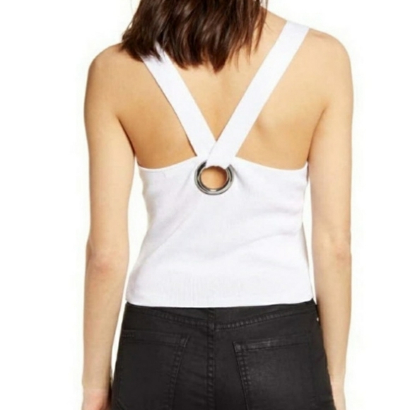 Leith Tops - NWT Leith White Sweater Tank Top Silver Grommet